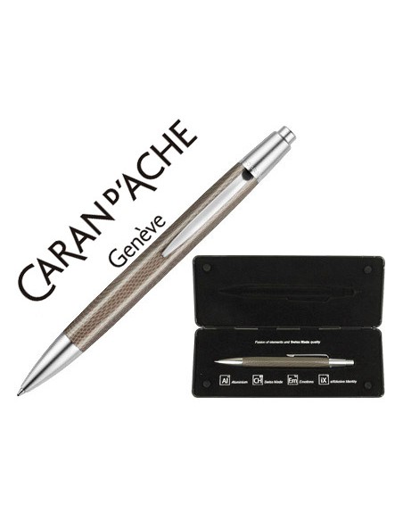 Boligrafo caran d'ache alchemix cuerpo piel de reptil adornos cromados brillante con estuche punta