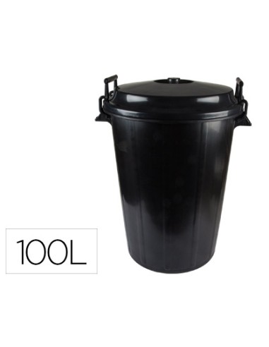 Cubo de basura con tapa negro 100 l para bolsas...