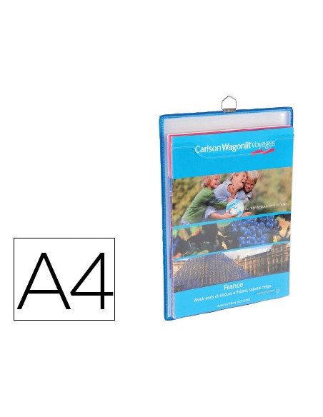 Funda para colgar djois din a4 anilla metalica formato vertical pack de 5 5 unidades color azul