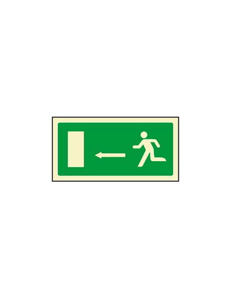 Pictograma syssa señal de salida emergencia flecha izquierda en pvc fotoluminiscente 320x160 mm