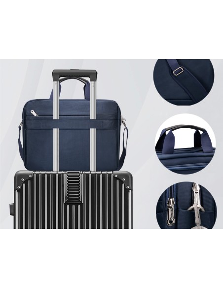 Maletin para portatil q-connect 15,5\" azul 1 asa 1 bolsillo exterior medidas 390x310x120 mm