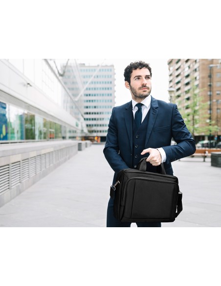 Maletin para portatil q-connect 15,5\" negro 1 asa 1 bolsillo exterior medidas 390x310x120mm