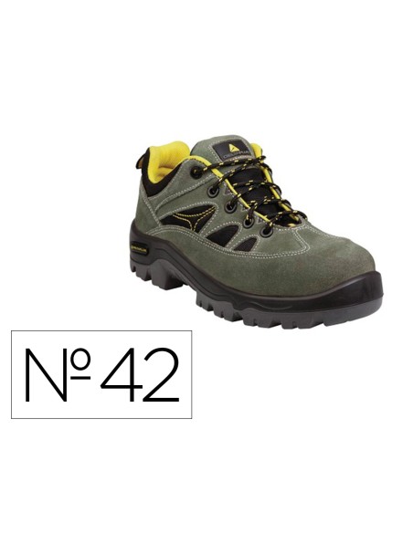 Zapatos de seguridad deltaplus trek de piel serraje puntera y suela composite verde talla 42