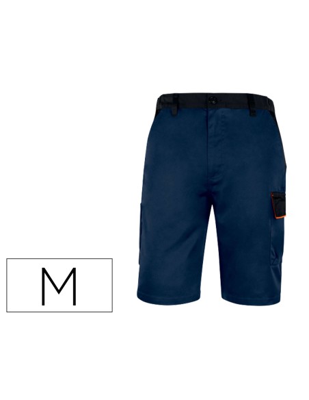 Pantalon de trabajo deltaplus bermuda cintura ajustable 5 bolsillos color azul naranjatalla m