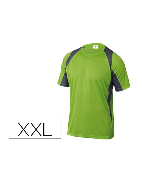 Camiseta deltaplus poliester manga corta cuello redondo tratamiento secado rapido color verde-gris talla xxl