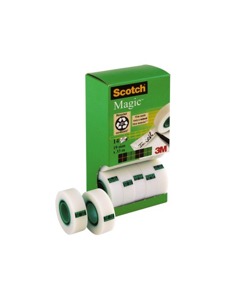 Cinta adhesiva scotch magic invisible 33 m x 19 mm pack de 14 unidades