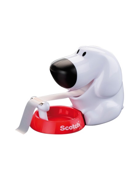 Portarrollo sobremesa scotch doggy 8,9 m x 19 mm incluye rollo de cinta adhesiva magic
