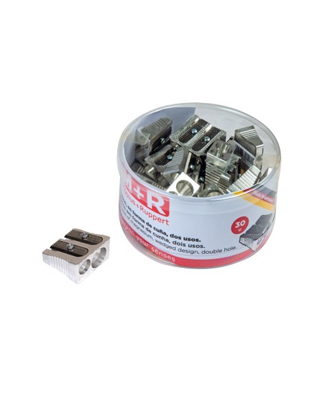 Sacapuntas m+r 211 metalico 2 usos cuña bote de 30 unidades