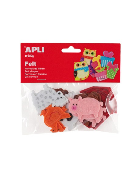 Figura de fieltro apli con forma de animales bolsa de 18 unidades surtidas
