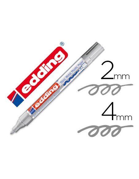 Rotulador edding punta fibra 750 plata punta redonda 2-4 mm