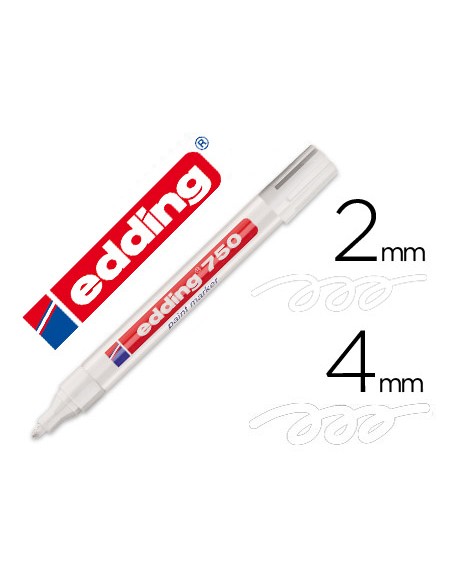 Rotulador edding punta fibra 750 blanco punta redonda 2-4 mm
