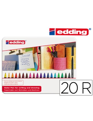 Rotulador edding punta fibra 1200 caja metalica...