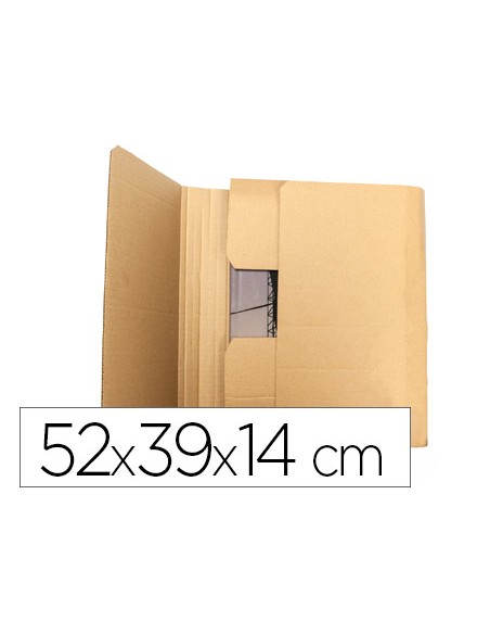 Caja para embalar libros q-connect carton reciclado canal simple 3 mm color kraft 520x390x140 mm