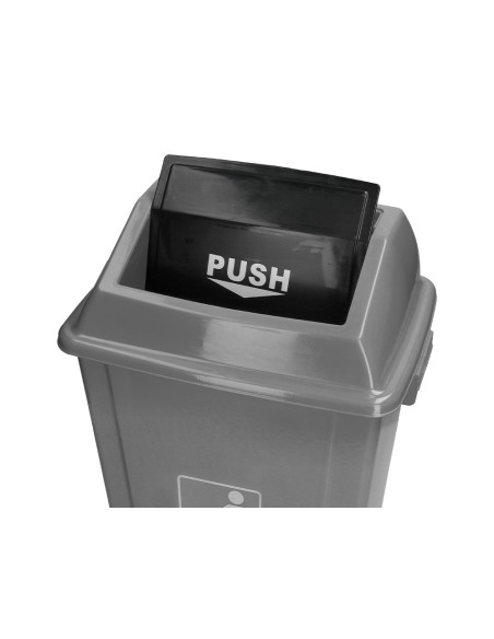 Papelera contenedor q-connect plastico con tapa de balancin 20 litros gris 340x240x450 mm