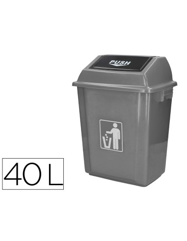 Papelera contenedor q-connect plastico con tapa...
