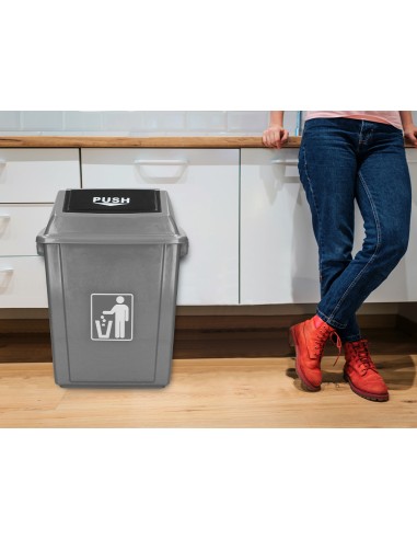 Papelera contenedor q-connect plastico con tapa...