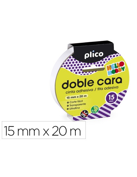 Cinta adhesiva plico doble cara 20 m x 15 mm