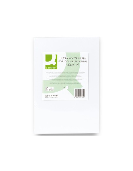 Papel fotocopiadora q-connect ultra white din a3 120 gramos paquete de 250 hojas