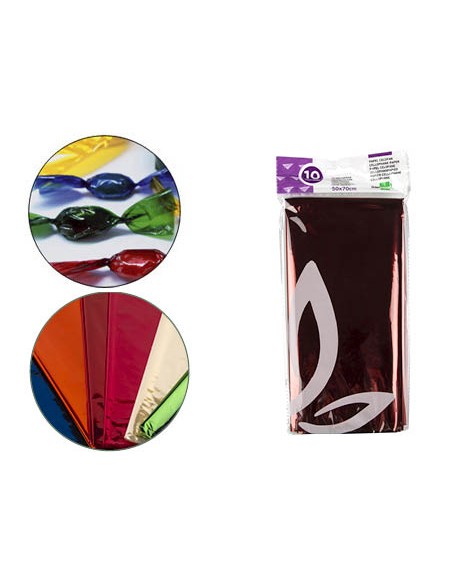 Papel celofan liderpapel 50x70 cm 22 g bolsa de 5 hojas colores surtidos