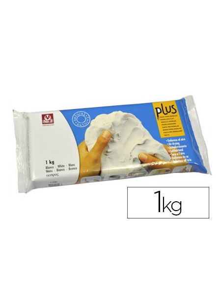 Arcilla sio-2 plus blanca endurece al aire paquete de 1 kg