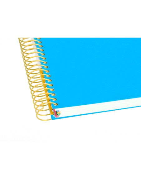 Cuaderno espiral a4 micro antartik tapa forrada 120h 90 gr liso con bandas 4 taladros color azul
