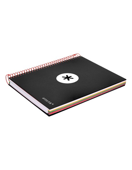 Cuaderno espiral a5 micro antartik tapa forrada120h 90 gr cuadro 5mm 5 bandas6 taladros color negro