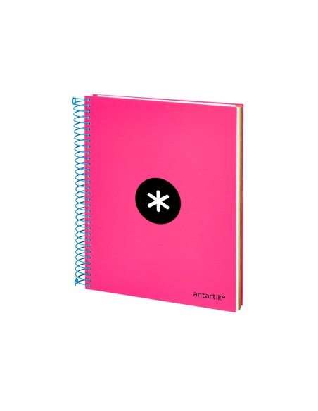 Cuaderno espiral a5 micro antartik tapa forrada 120h 90 gr cuadro 5mm 5 banda s 6 taladros color rosa