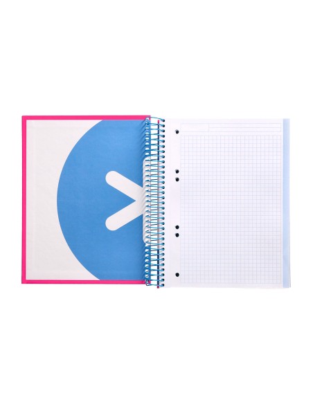 Cuaderno espiral a5 micro antartik tapa forrada 120h 90 gr cuadro 5mm 5 banda s 6 taladros color rosa