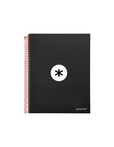 Cuaderno espiral a4 micro antartik tapa forrada 120h 90 gr cuadro 5mm 5 bandas 4 taladros color negro