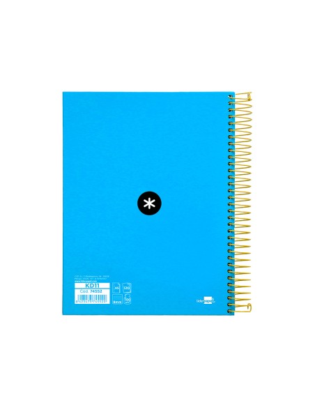 Cuaderno espiral a5 micro antartik tapa forrada 120h 100 gr horizontal 5 bandas 6 taladros color azul