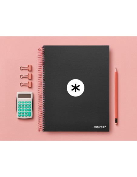 Cuaderno espiral a4 micro antartik tapa forrada 120h 90 gr horizontal 5 bandas 4 taladros color negro