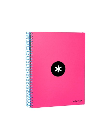 Cuaderno espiral a4 micro antartik tapa forrada 120h 90 gr horizontal 5 bandas 4 taladros color rosa