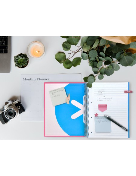 Cuaderno espiral a4 micro antartik tapa forrada 120h 90 gr horizontal 5 bandas 4 taladros color rosa