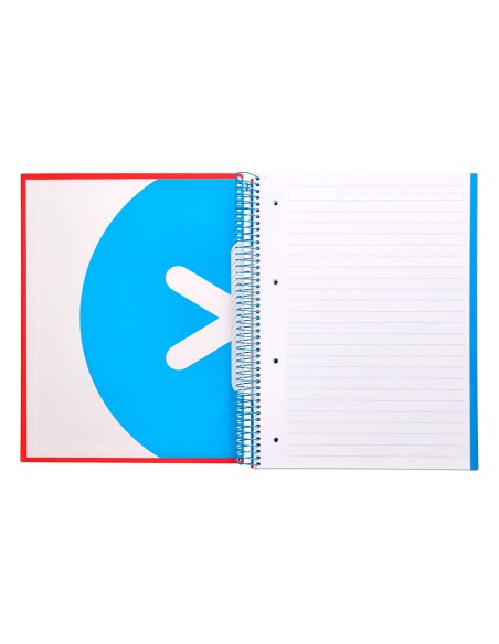 Cuaderno espiral a4 micro antartik tapa forrada 120h 90 gr horizontal 5 bandas 4 taladros color rojo
