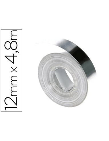 Cinta dymo aluminio 12mm x 4,8mt sin adhesivo...