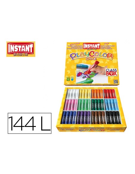 Tempera solida en barra playcolor escolar caja de 144 unidades 12 colores surtidos