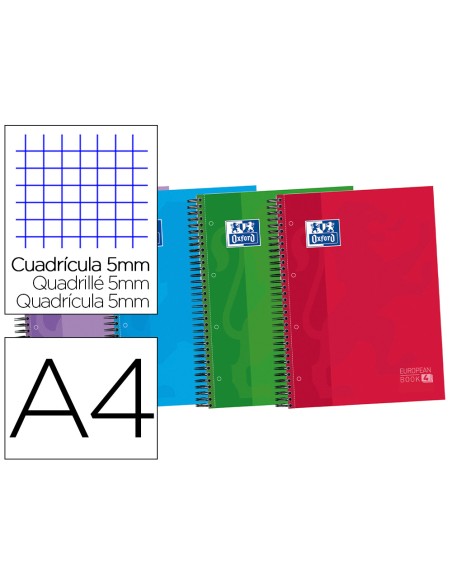 Bloc espiral oxford tapa extradura optik paper microperdin a4 120 h 50% hojas gratis cuadros 5 mm con 3 separadores