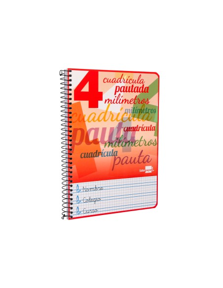 Cuaderno espiral liderpapel cuarto pautaguia tapa dura 80h 75 gr cuadro pautado 4mm con margen