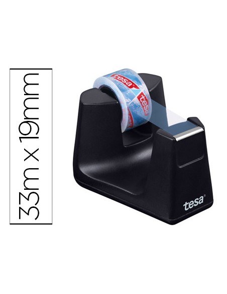 Portarrollo sobremesa tesa plastico easy cut smat para cintas de 33 m color negro