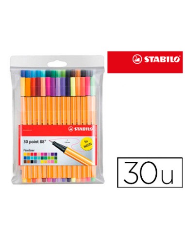 Rotulador stabilo point 88 colores neon estuche...