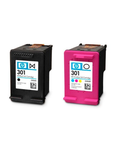 Ink jet hp 301 pack con tinta negra y tinta...
