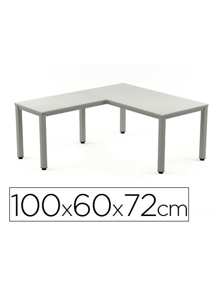 Ala para mesa rocada serie executive 60x100 cm derecha o izquierda acabado gris/gris