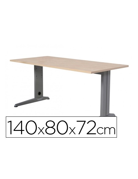 Mesa de oficina rocada metal 2001ac01 gris/haya 140x80 cm