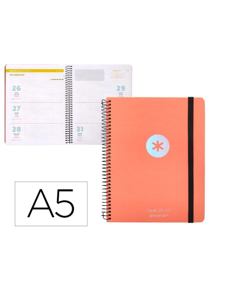 Agenda escolar antartik año 24 - 25 curso coleccion minimal orange semana vista a5