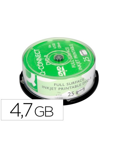 Dvd-r q-connect con superficie 100% imprimible...