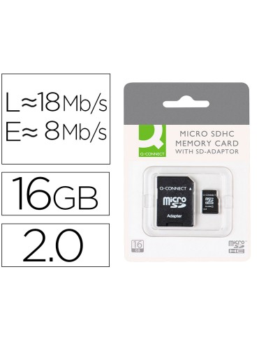 Memoria sd micro q-connect flash 16 gb clase 6...