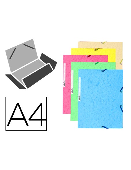 Carpeta goma exacompta din a4 3 solapas cartulina ilustrada colores pastel surtidos