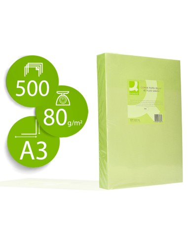 Papel color q-connect din a3 80gr verde neon...