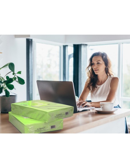Papel color q-connect din a3 80gr verde neon paquete de 500 hojas