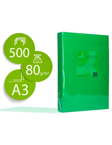 Papel color q-connect din a3 80gr verde intenso...
